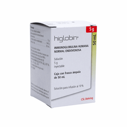 HIGLOBIN 5 g, medicamento de alta especialidad utilizado en Inmunología.