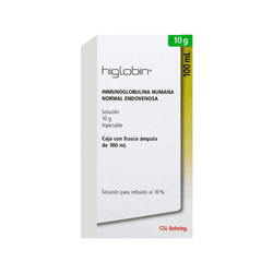 HIGLOBIN 10 g, medicamento de alta especialidad utilizado en Inmunología.