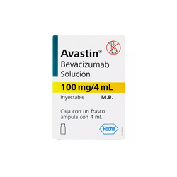 AVASTIN 100 mg, medicamento de alta especialidad utilizado en Oncología.
