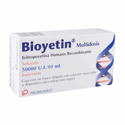BIOYETIN 50000 UI, medicamento de alta especialidad utilizado en Nefrología y Oncología.
