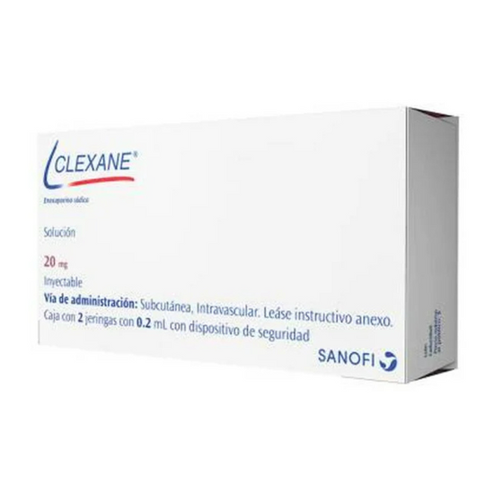 CLEXANE 20 mg, medicamento de alta especialidad utilizado en Cardiología.