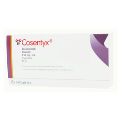 COSENTYX 150 mg, medicamento de alta especialidad utilizado en Reumatología y Dermatología.