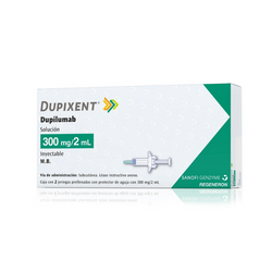 DUPIXENT 300 mg, medicamento de alta especialidad utilizado en Dermatología y Neumología.
