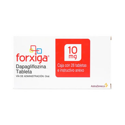 FORXIGA 10 mg, medicamento de alta especialidad utilizado en Endocrinología.
