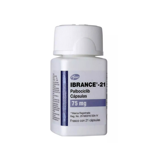 IBRANCE 75 mg, medicamento de alta especialidad utilizado en Oncología.
