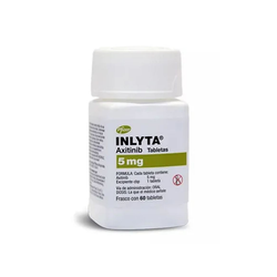 INLYTA 5 mg, medicamento de alta especialidad utilizado en Oncología.
