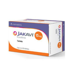 JAKAVI 15 mg, medicamento de alta especialidad utilizado en Hematología.
