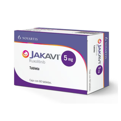 JAKAVI 5 mg, medicamento de alta especialidad utilizado en Hematología.
