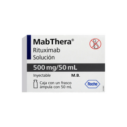 MABTHERA 500 mg, medicamento de alta especialidad utilizado en Hematología y Reumatología.
