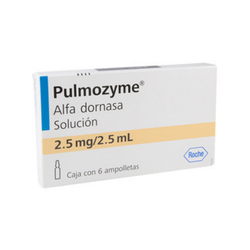 PULMOZYME 2.5 mg, medicamento de alta especialidad utilizado en Neumología.
