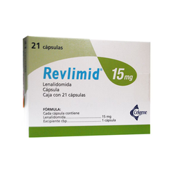 REVLIMID 15 mg, medicamento de alta especialidad utilizado en Hematología.
