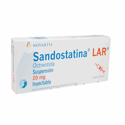 SANDOSTATINA LAR 20 mg, medicamento de alta especialidad utilizado en Endocrinología.
