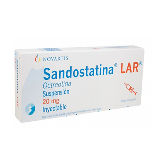 SANDOSTATINA LAR 20 mg, medicamento de alta especialidad utilizado en Endocrinología.
