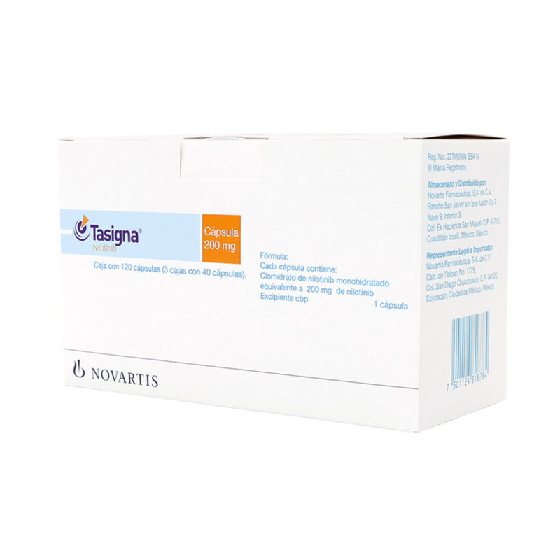 TASIGNA 200 mg, medicamento de alta especialidad utilizado en Hematología.