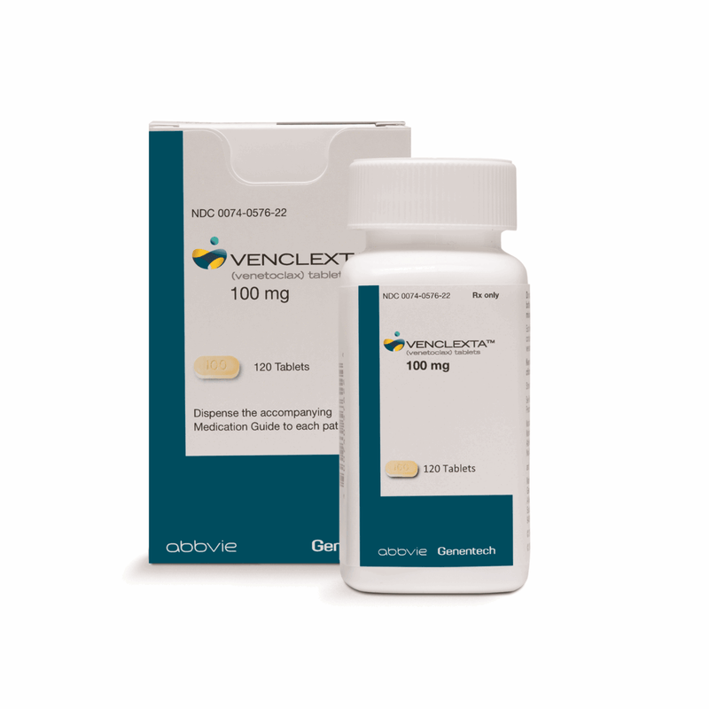VENCLEXTA 100 mg, medicamento de alta especialidad utilizado en Hematología.
