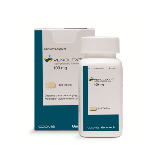 VENCLEXTA 100 mg, medicamento de alta especialidad utilizado en Hematología.
