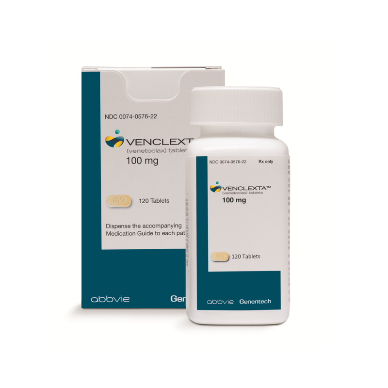 VENCLEXTA 100 mg, medicamento de alta especialidad utilizado en Hematología.
